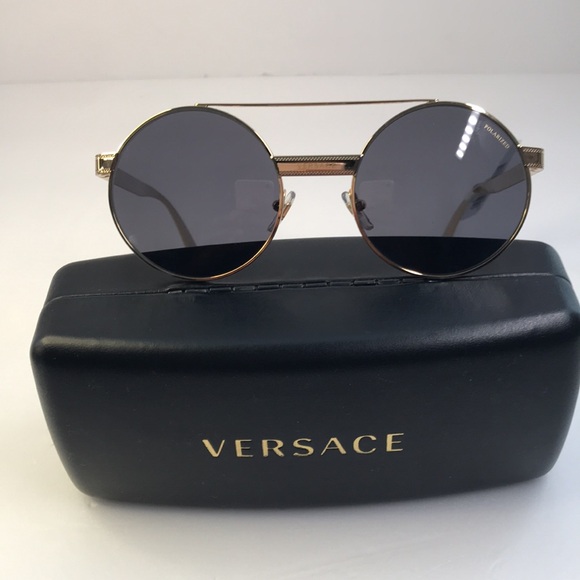 💯- New Authentic Versace Round VE2210 gold frame with dark grey polarized s… - Picture 9 of 15